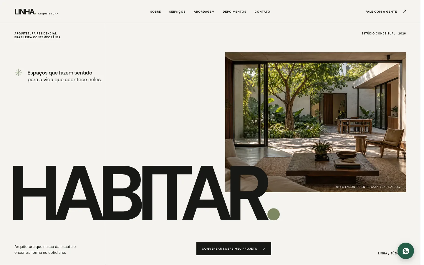 Estudo visual do site LINHA Arquitetura