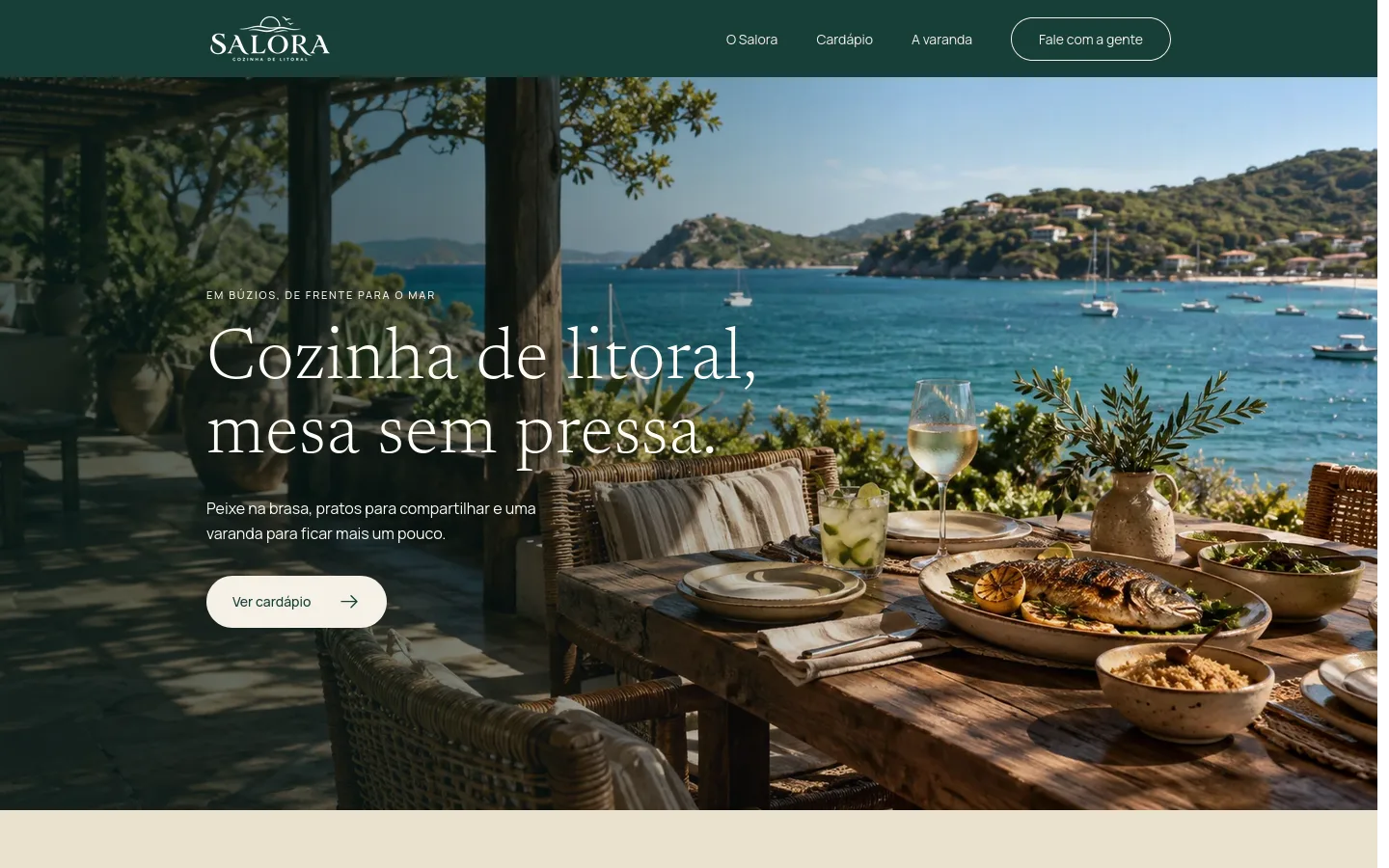 Estudo visual do site do restaurante SALORA